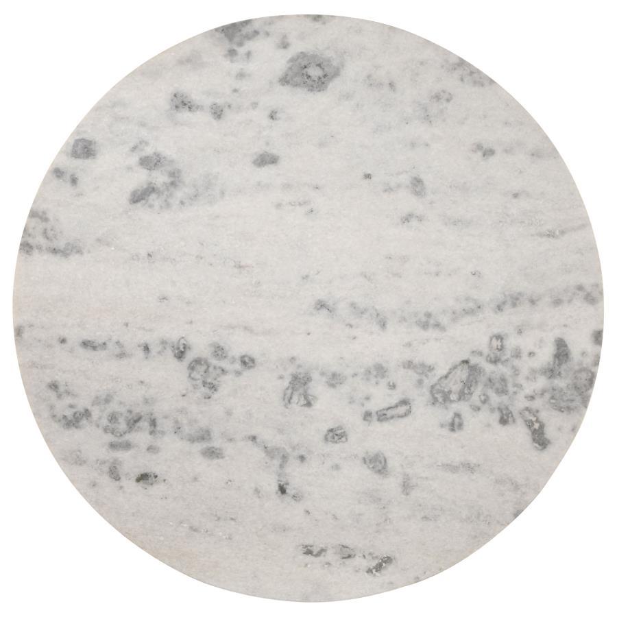Ortega - Round Marble Top Solid Base Dining Table - White and Natural