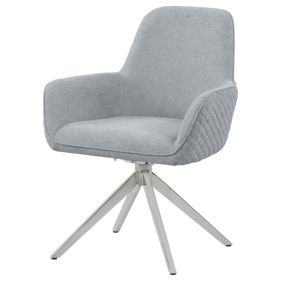 Abby - Flare Arm Side Chair - Light Gray and Chrome