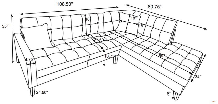 Barton - Upholstered Tufted Sectional - Toast and Brown