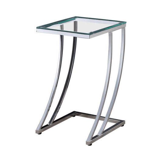 Cayden - Rectangular Top Accent Table - Chrome and Clear