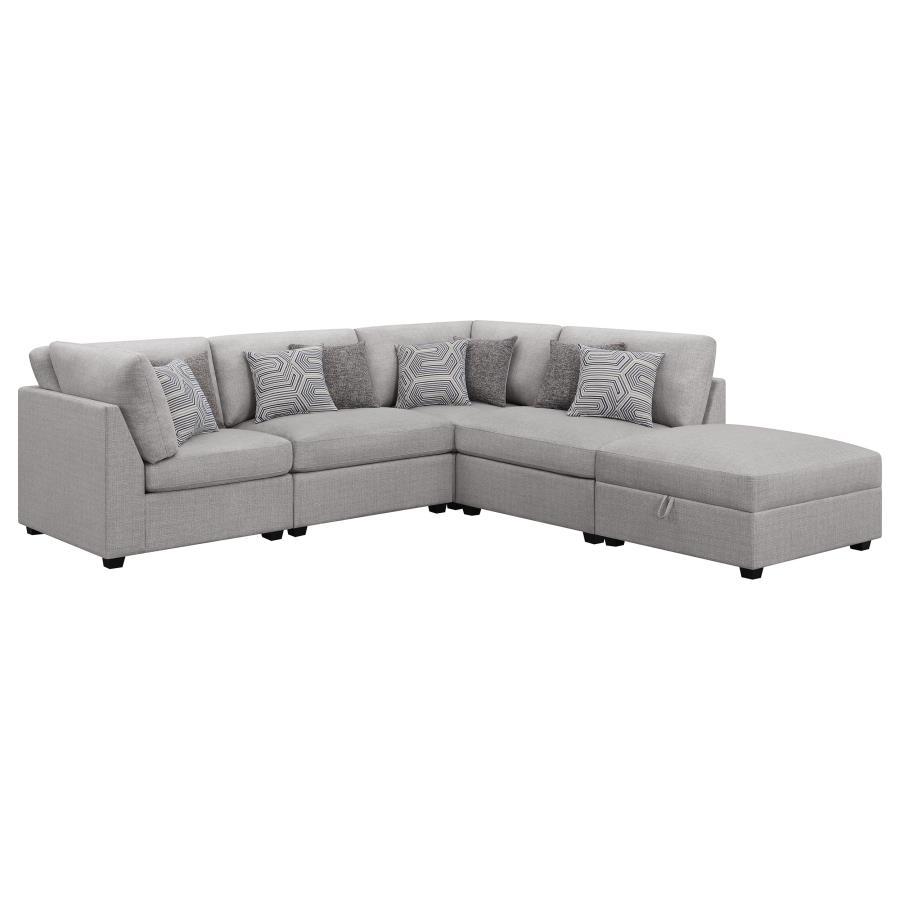 Cambria - 5-Piece Upholstered Modular Sectional - Grey - Fabric