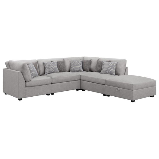 Cambria - 5-Piece Upholstered Modular Sectional - Grey - Fabric