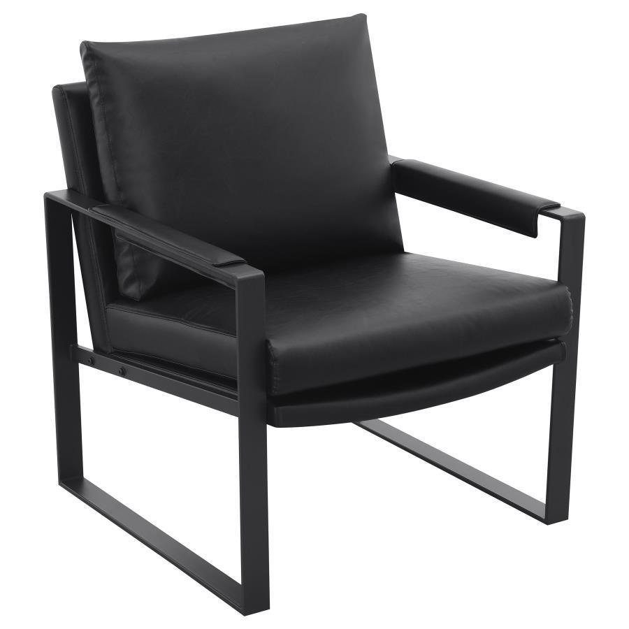 Rosalind - Upholstered Track Arms Accent Chair - Black and Gummetal