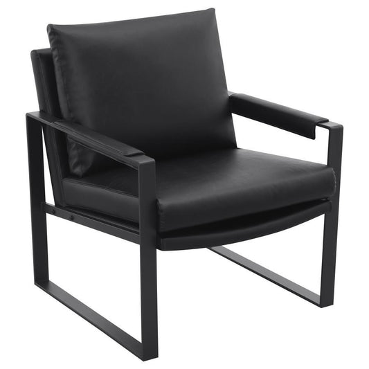 Rosalind - Upholstered Track Arms Accent Chair - Black and Gummetal