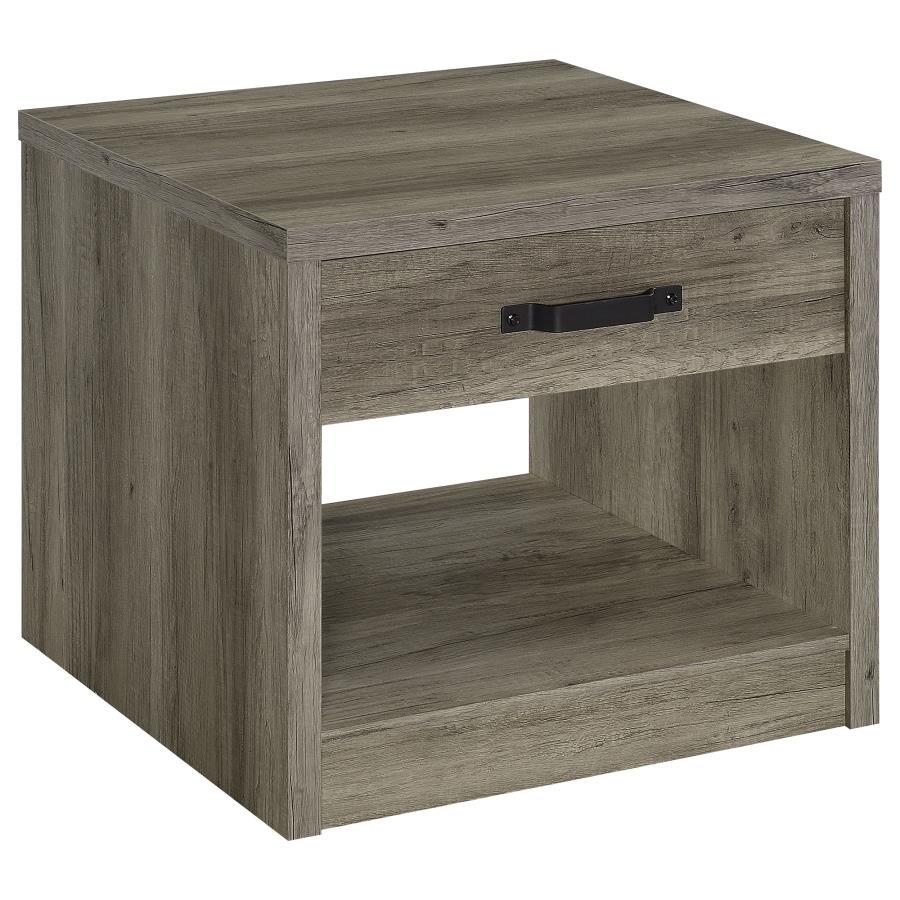 Felix - 1-Drawer Square Engineered Wood End Table - Grey Driftwood