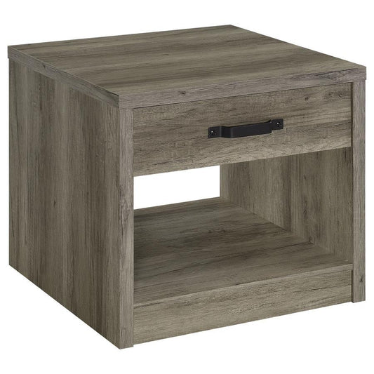 Felix - 1-Drawer Square Engineered Wood End Table - Grey Driftwood