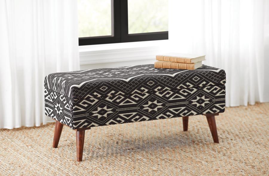 Cababi - Upholstered Storage Bench - Black and White