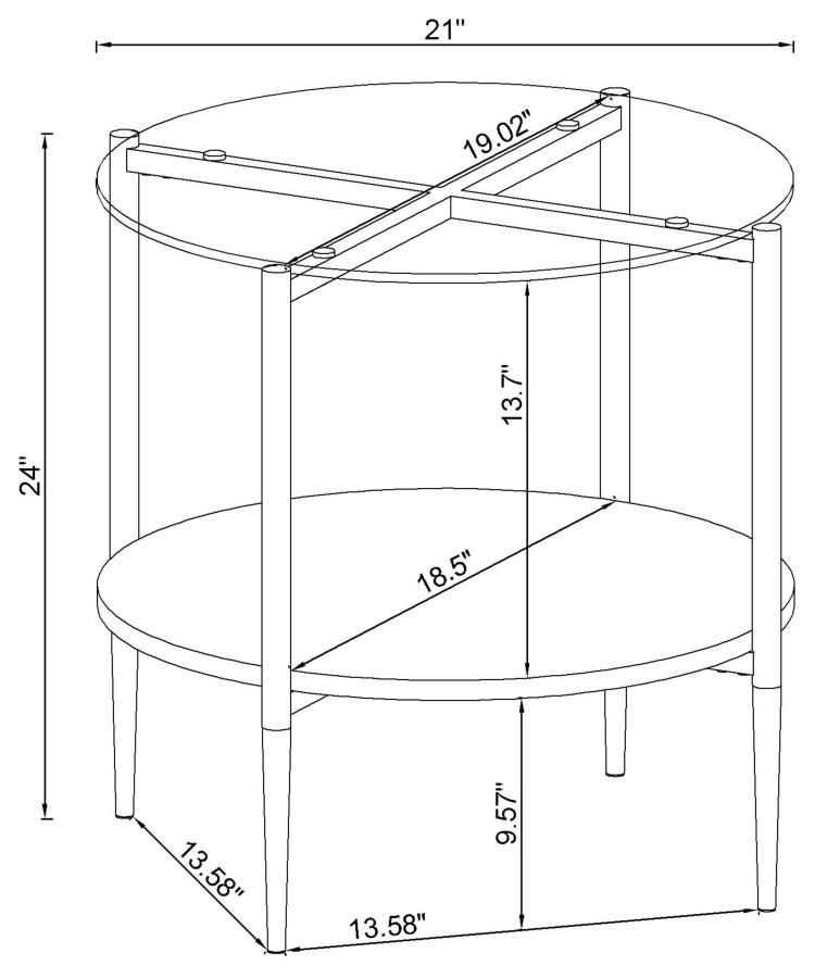 Cadee - Round Glass Top End Table - Clear and Chrome