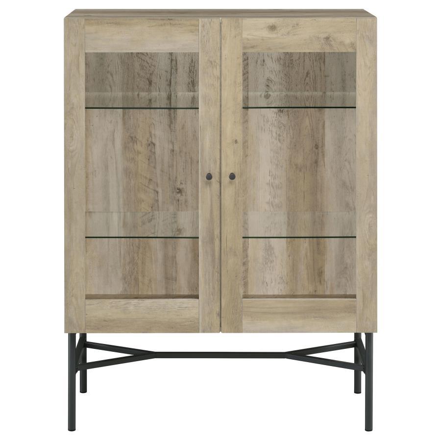 Bonilla - 2-Door Accent Cabinet With Glass Shelves - Antique Pine