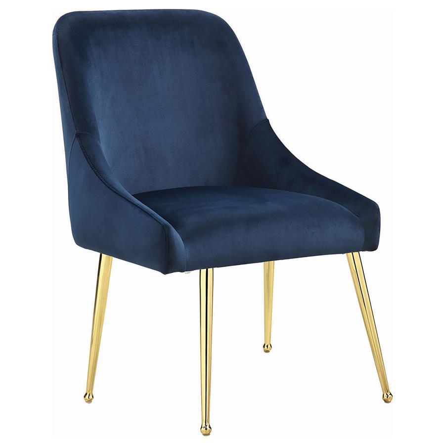 Kella - 5-Piece Round Marble Top Dining Set - Blue and Gold
