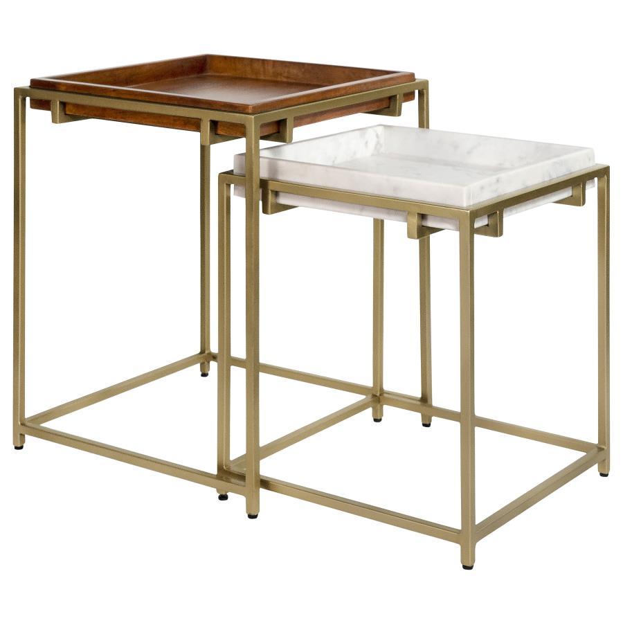 Bolden - 2-Piece Square Nesting Table With Recessed Top - Gold