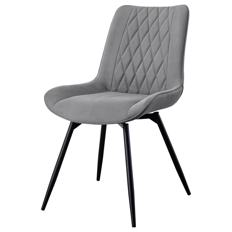 Diggs - Upholstered Tufted Swivel Dining Chairs (Set of 2) - Grey and Gunmetal