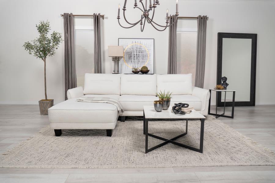 Caspian - Upholstered Curved Arms Sectional Sofa - White and Black