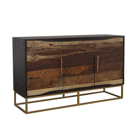 Zara - 2-Drawer Accent Cabinet - Black Walnut and Gold