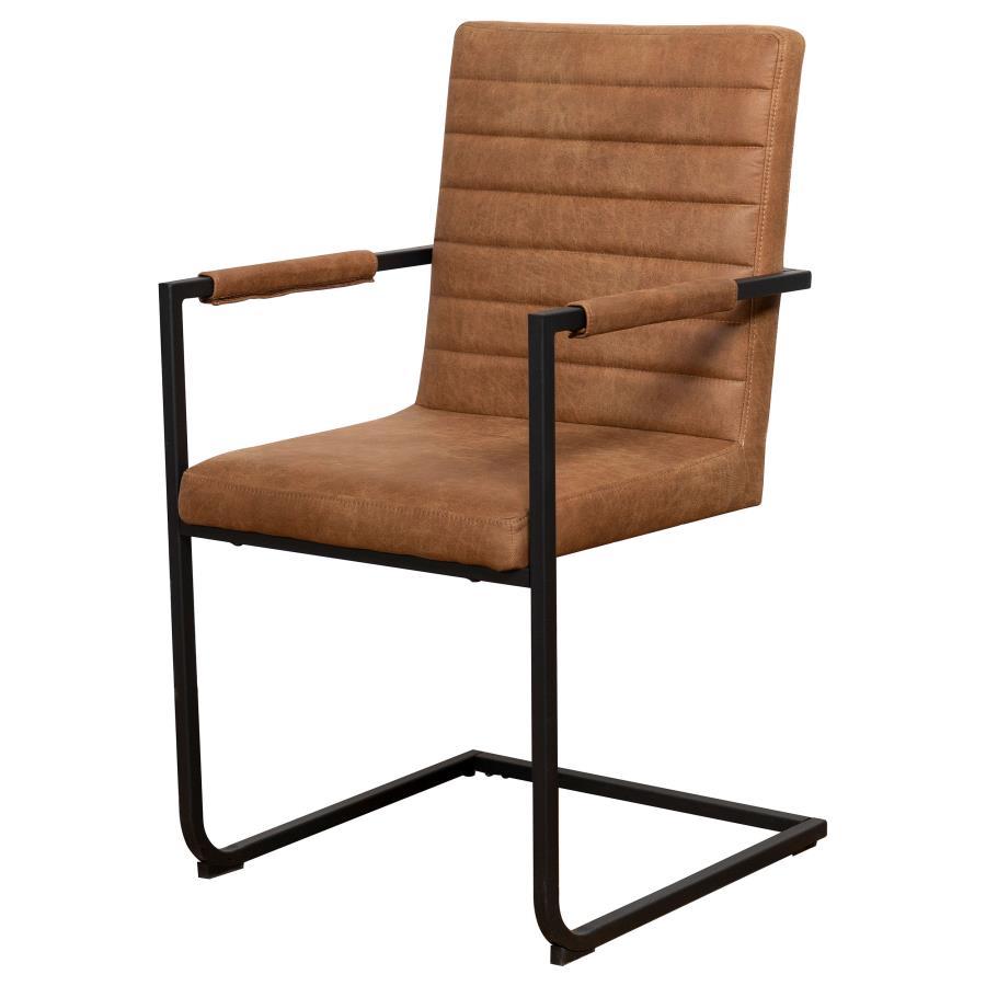 Nate - Upholstered Dining Arm Chair (Set of 2) - Antique Brown and Black