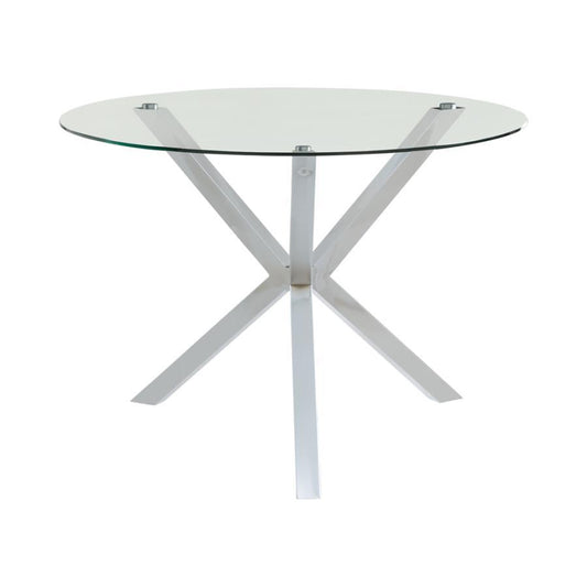 Vance - Glass Top Dining Table With X-Cross Base - Chrome
