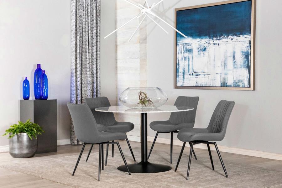 Bartole - Round Dining Table - White and Matte Black