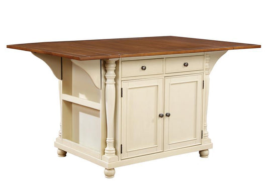 Slater - 2-Drawer Kitchen Island With Drop Leaves - Brown and Buttermilk