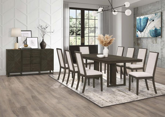 Kelly - 7-Piece Rectangular Dining Table Set - Beige and Dark Grey