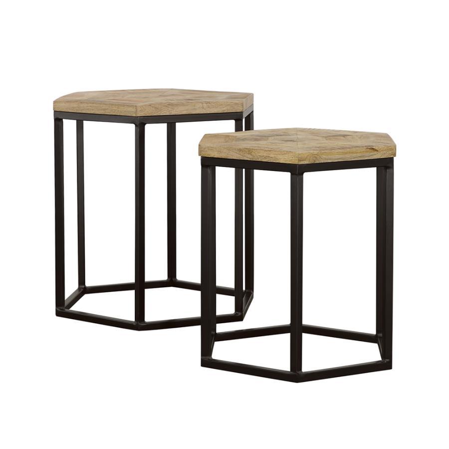 Adger - 2-Piece Hexagon Nesting Tables - Natural and Black