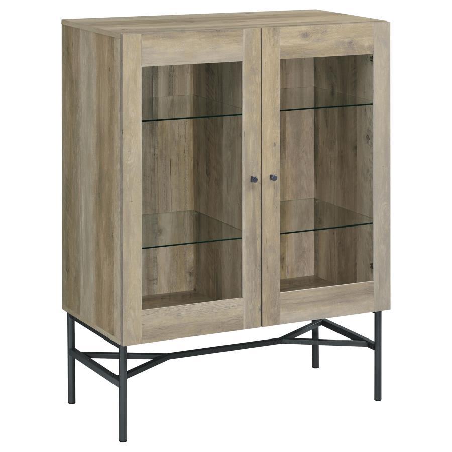 Bonilla - 2-Door Accent Cabinet With Glass Shelves - Antique Pine