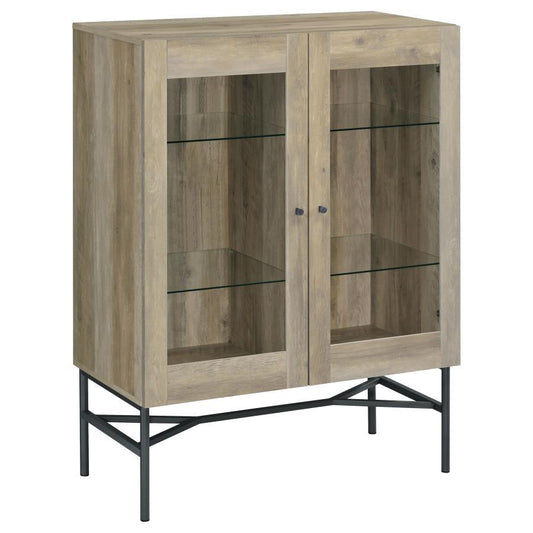 Bonilla - 2-Door Accent Cabinet With Glass Shelves - Antique Pine