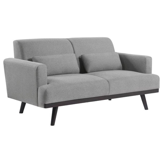 Blake - Upholstered Loveseat With Track Arms - Sharkskin and Dark Brown
