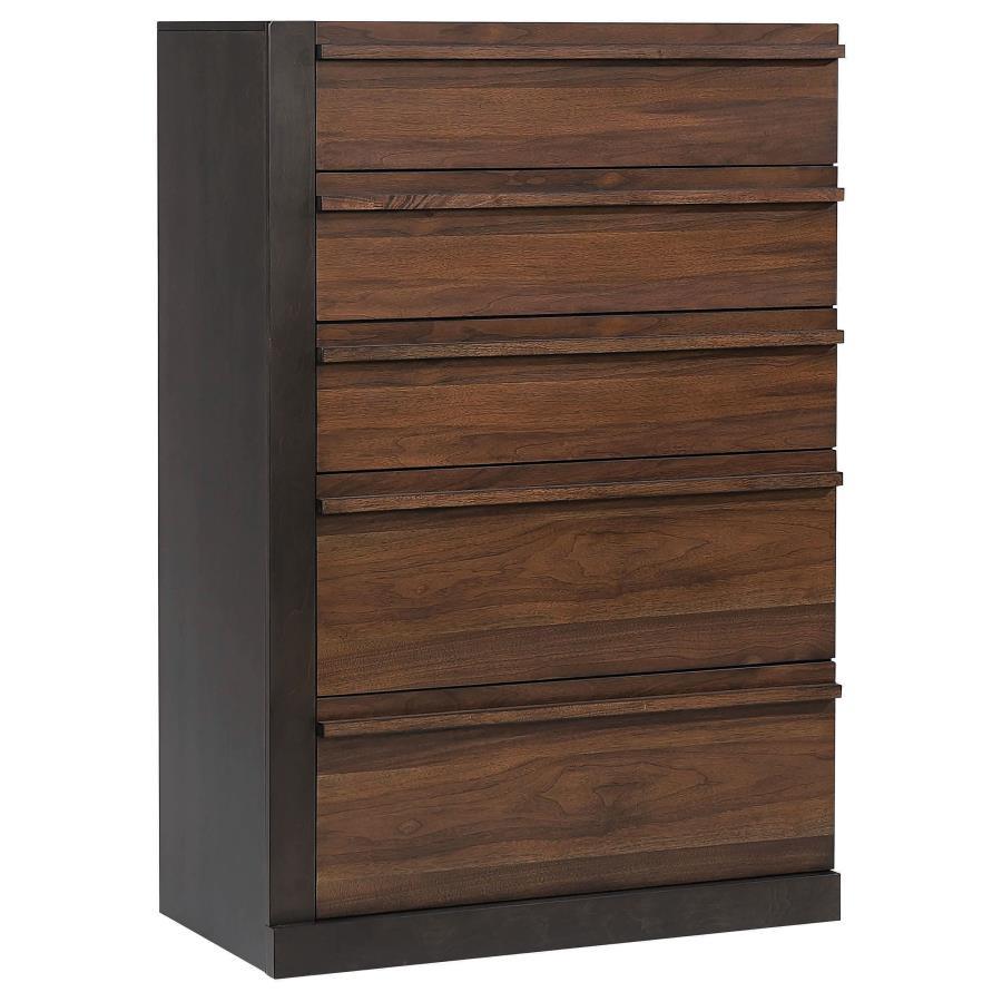 Azalia - 5-Drawer Chest - Black and Walnut