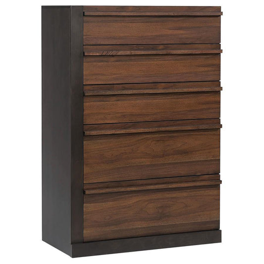 Azalia - 5-Drawer Chest - Black and Walnut