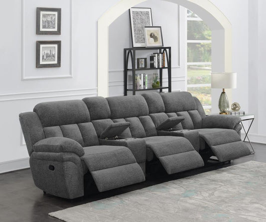Bahrain - 5-Piece Upholstered Home Theater Seating- Charcoal