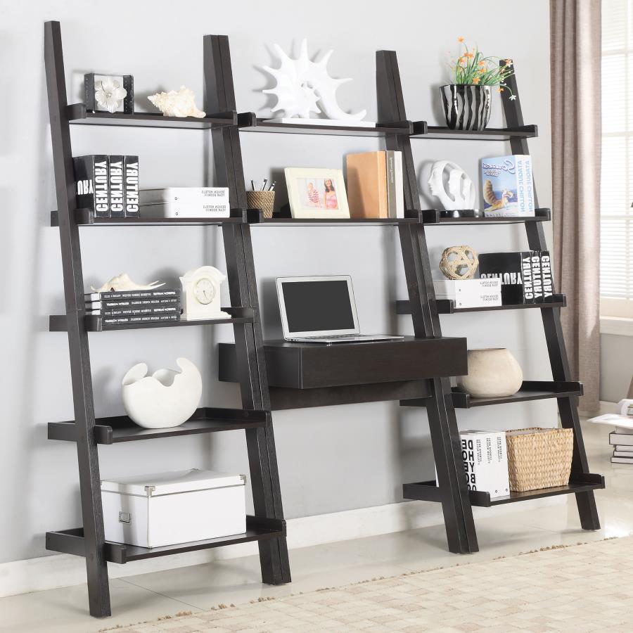 Colella - 3-Piece 1-Drawer Ladder Desk Set - Cappuccino