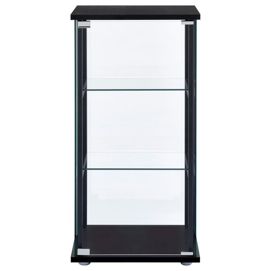 Cyclamen - 3-Shelf Glass Curio Cabinet - Black and Clear