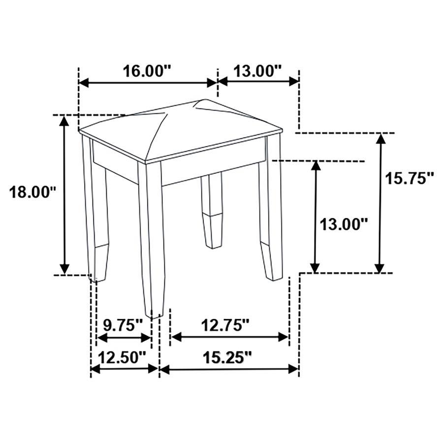 Felicity - Upholstered Vanity Stool - Metallic and Glossy White