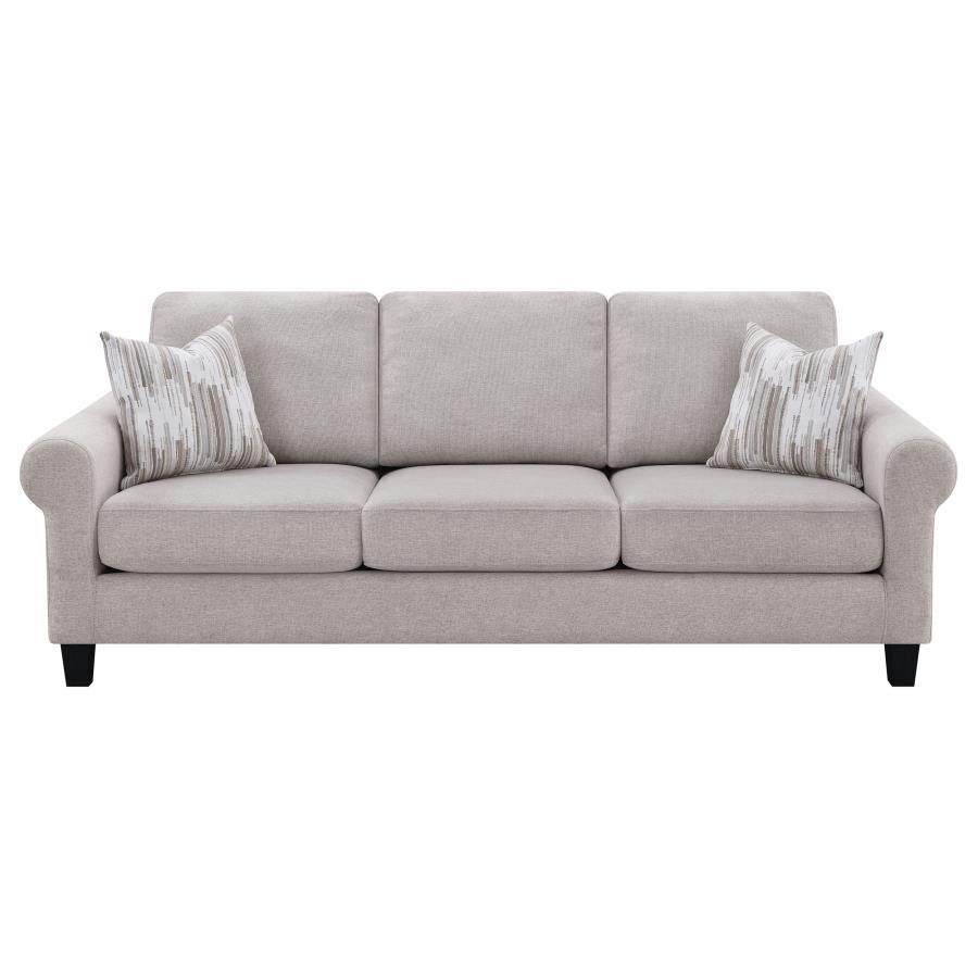Nadine - Upholstered Round Arm Sofa - Oatmeal