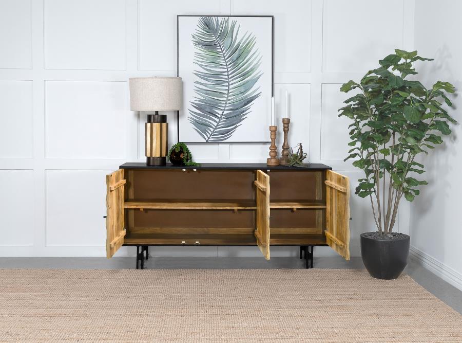 Aminah - 3-Door Wooden Accent Cabinet - Natural and Black