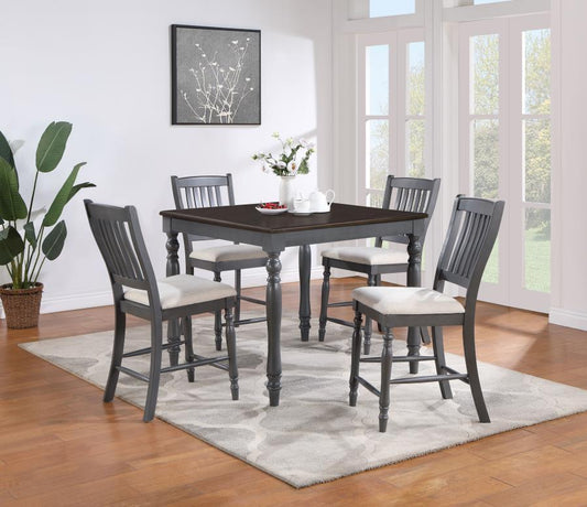 Wiley - 5-Piece Square Spindle Legs Counter Height Dining Set - Beige and Grey