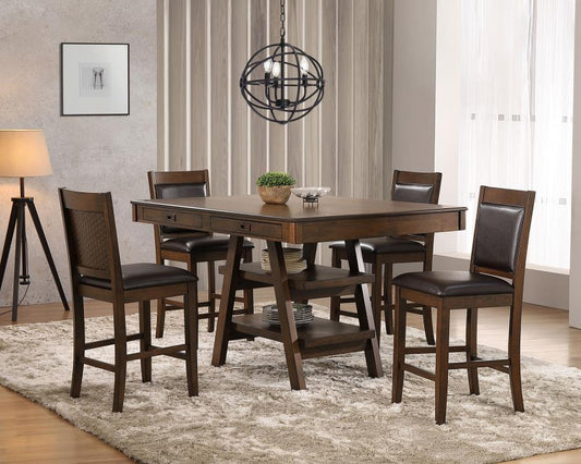 Dewey - 5-Piece Rectangular Dining Set - Brown and Walnut