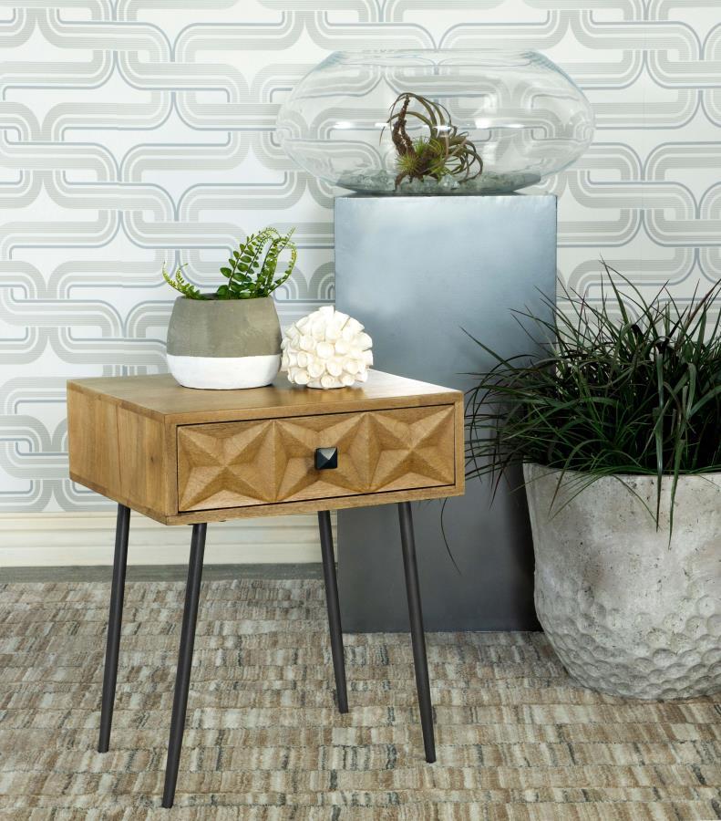 Ezra - Rectangular 1-Drawer Accent Cabinet - Natural Mango