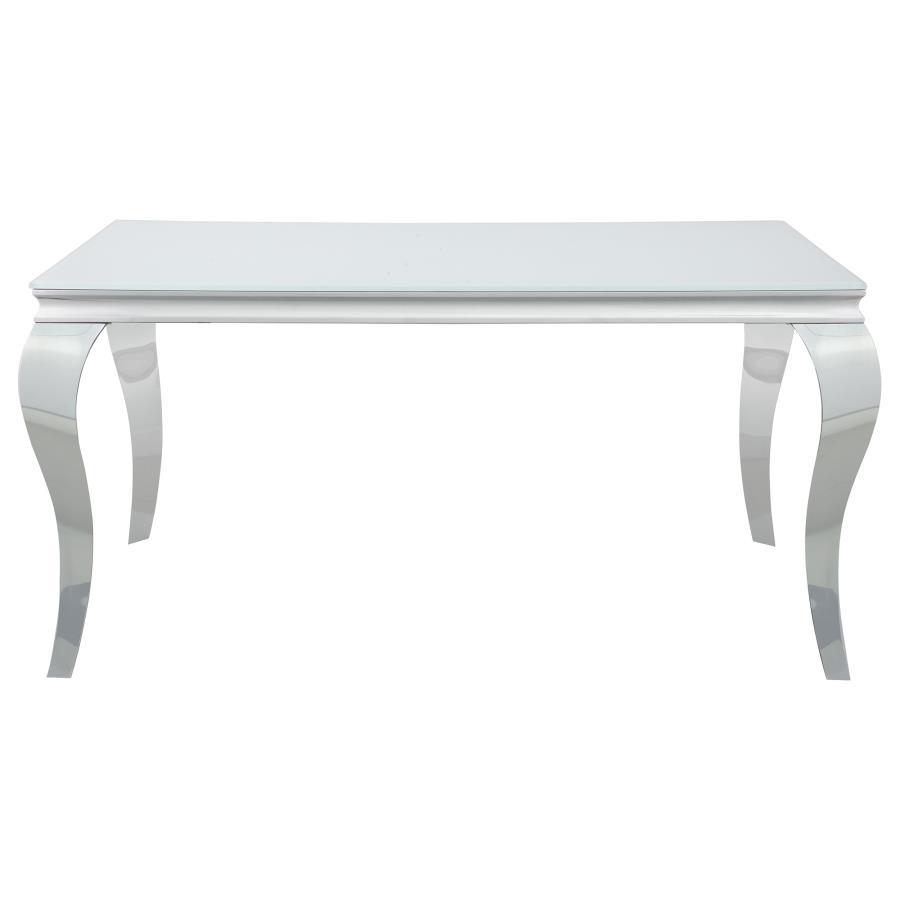 Carone - 5-Piece Rectangular Dining Set - White / Chrome - Tempered Glass