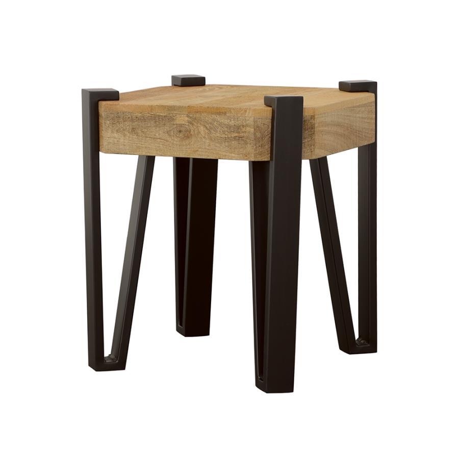 Winston - Wooden Square Top End Table - Natural and Matte Black