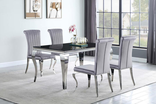 Carone - 5-Piece Rectangular Dining Set - Grey and Chrome - Steel