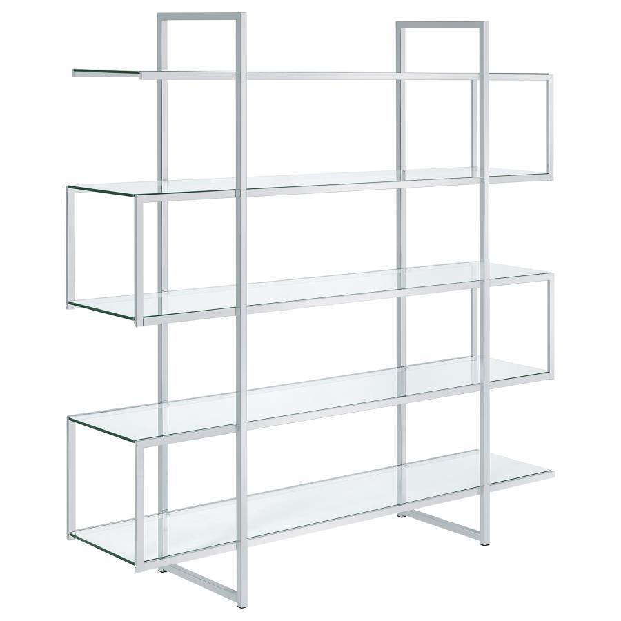 Elmer - 5-Shelf Bookcase - Chrome and Clear