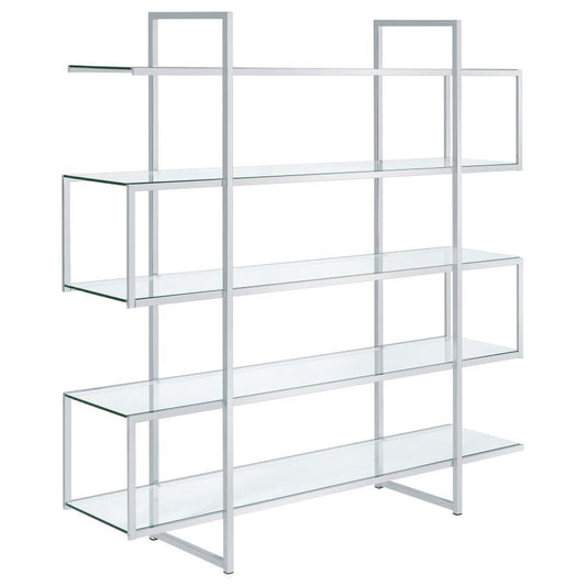 Elmer - 5-Shelf Bookcase - Chrome and Clear