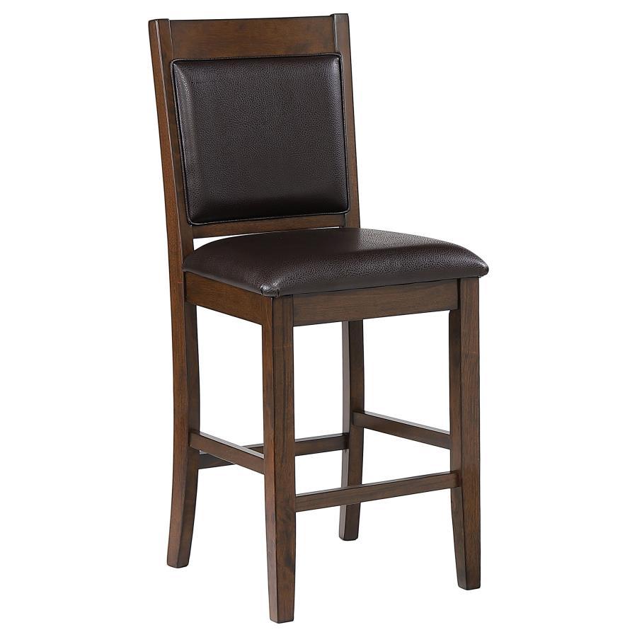 Dewey - Upholstered Counter Height Chairs With Footrest (Set of 2) - Brown and Walnut