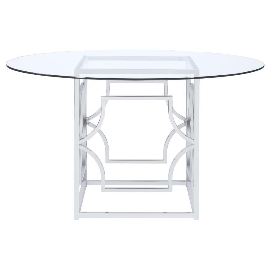 Starlight - Round Glass Top Dining Table - Clear And Chrome
