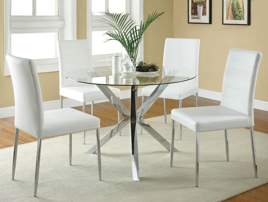 Vance - Glass Top Dining Table With X-Cross Base - Chrome