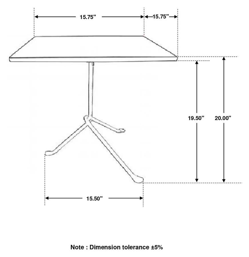 Heitor - Square Accent Table With Tripod Legs - Dark Brown and Gunmetal