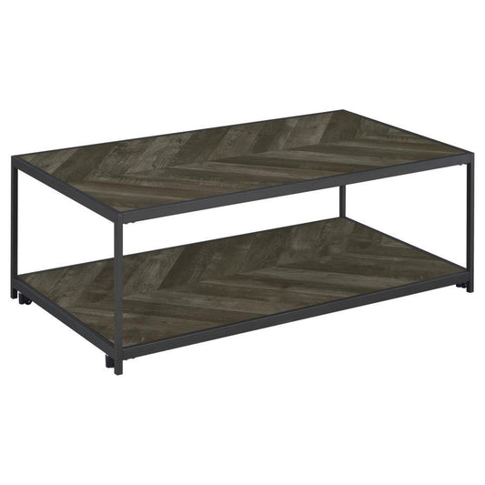 Beckley - Chevron Coffee Table - Rustic Grey Herringbone