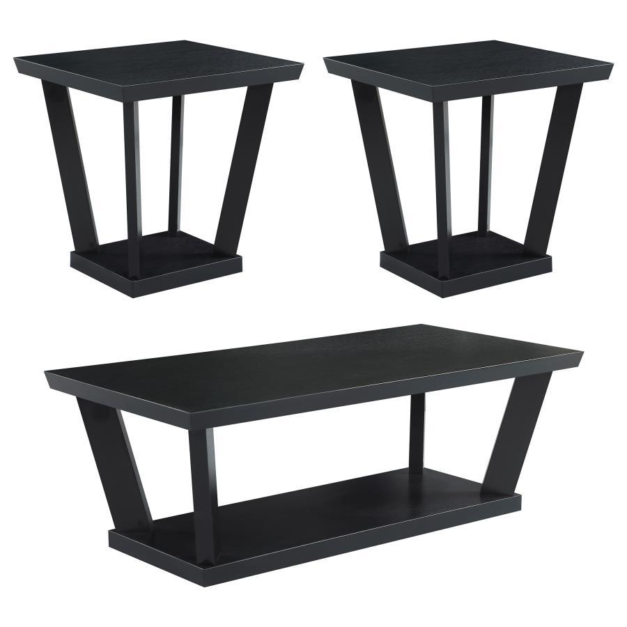 Aminta - 3-Piece Occasional Set With Open Shelves - Black