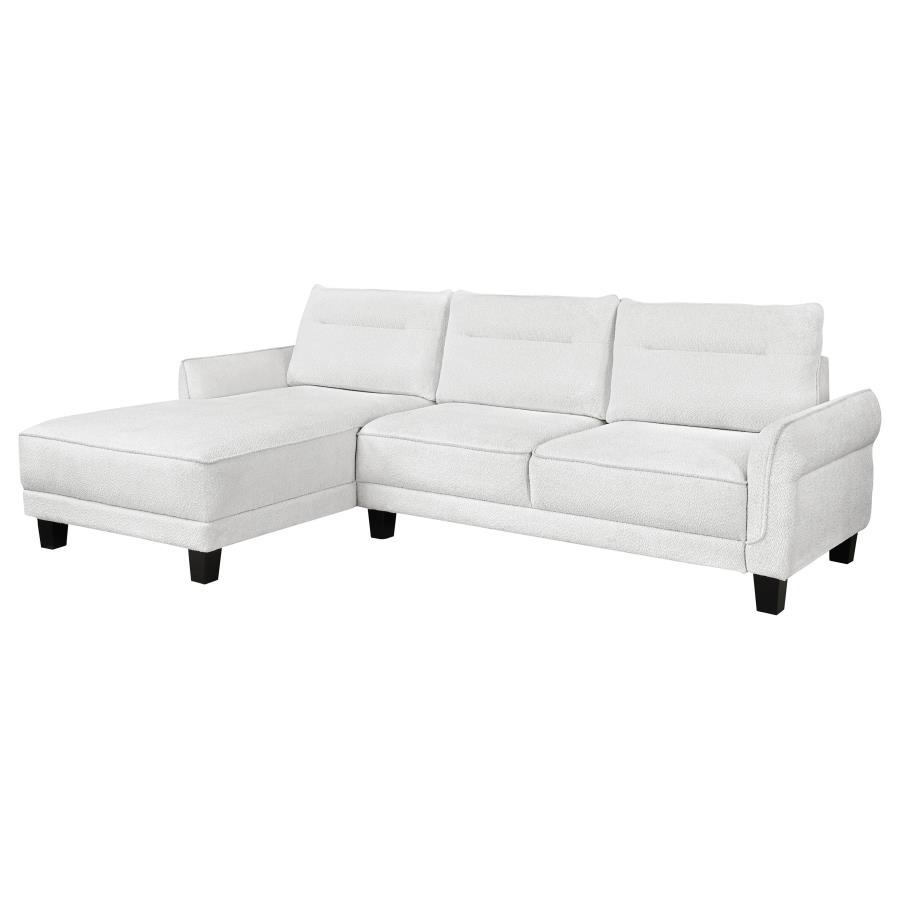 Caspian - Upholstered Curved Arms Sectional Sofa - White and Black